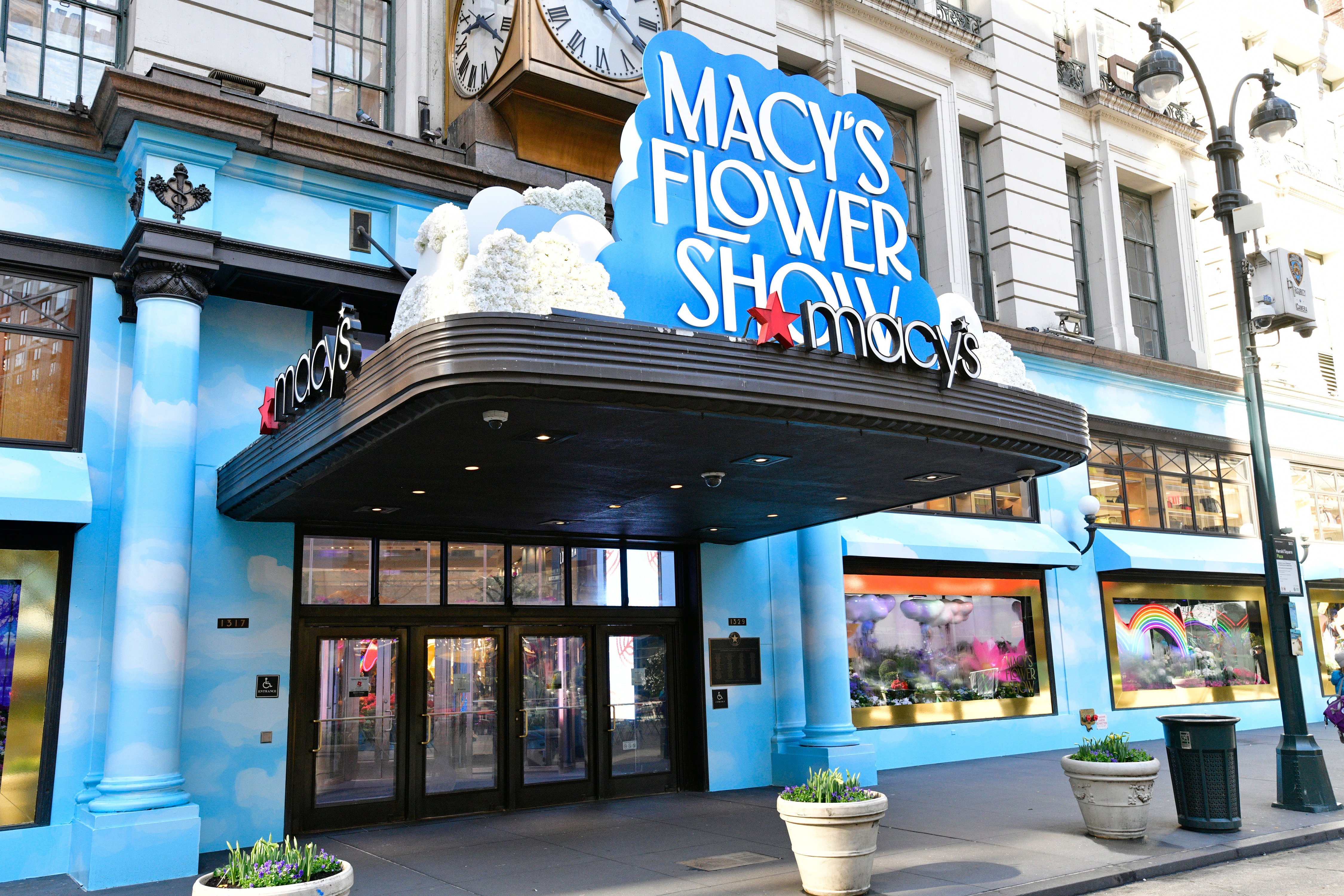 A view outside Macys Herald Square during the Macys Flower Show 2023 on March 26, 2023 in New York City.