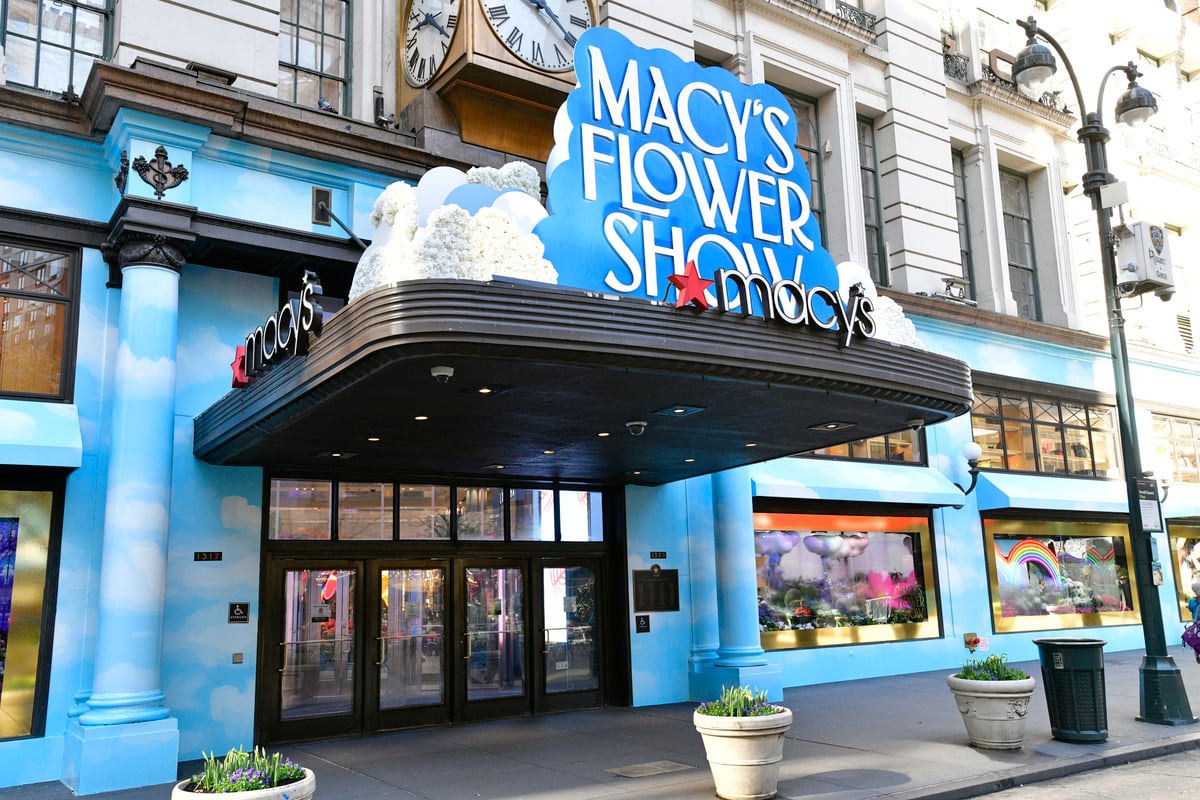 A view outside Macys Herald Square during the Macys Flower Show 2023 on March 26, 2023 in New York City.